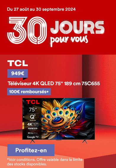 Téléviseur 4K QLED 75'' 189 cm 75C655 TCL