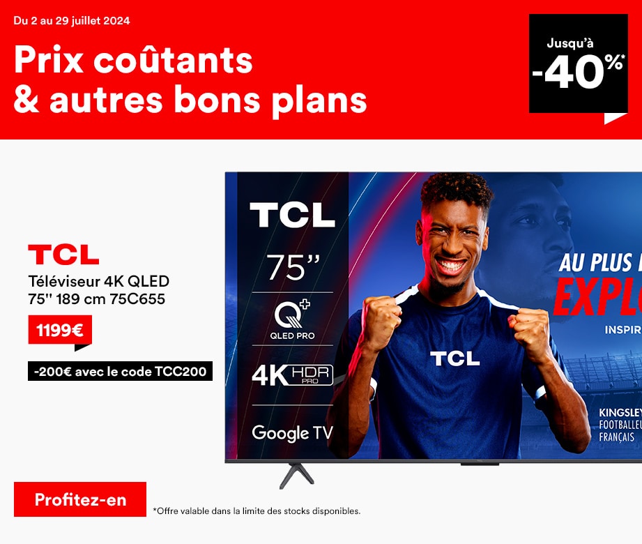 Téléviseur 4K QLED 75'' 189 cm 75C655 TCL