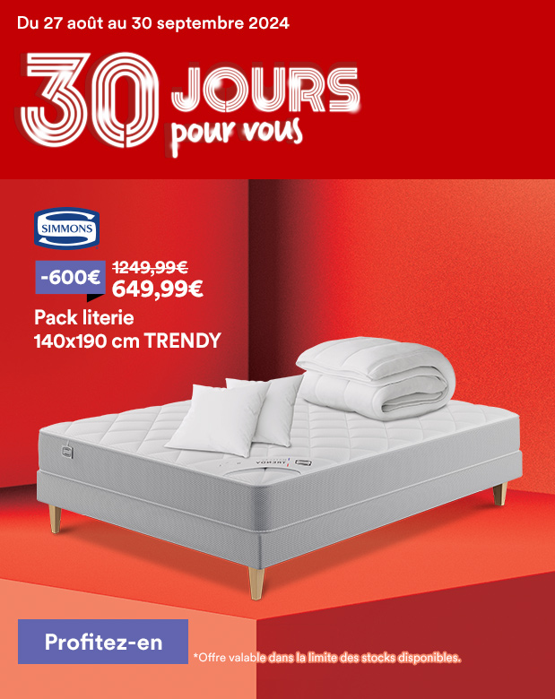 Matelas + sommier 140x190 cm + 2 oreillers + couette TRENDY SIMMONS