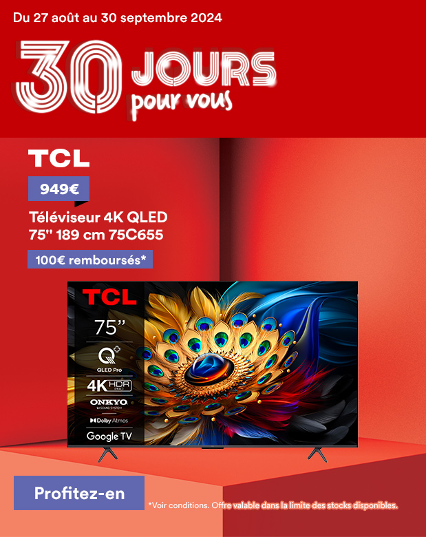 Téléviseur 4K QLED 75'' 189 cm 75C655 TCL