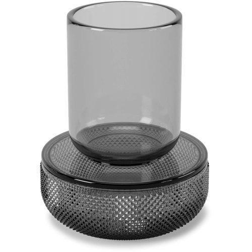 Pot En Verre Avec Couvercle Bougeoir Intégré Allira Gris Fumé