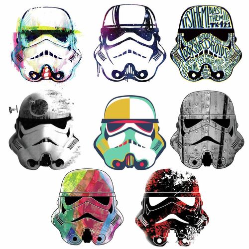 Stickers Repositionnables Star Wars Casques De Stormtrooper 21,9cm X 92,7cm