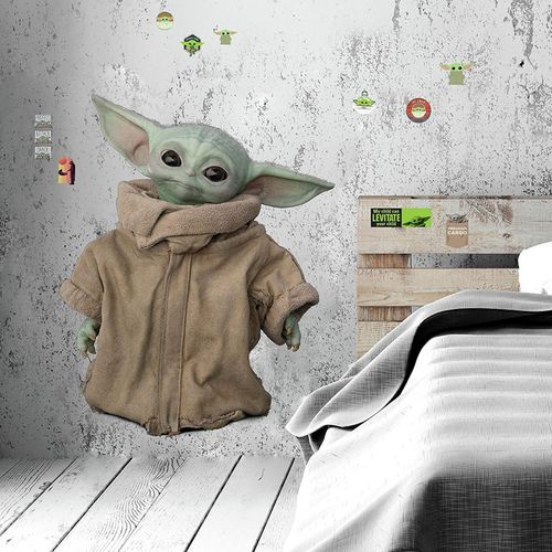 Sticker Géant Repositionnable Disney Mandalorian Bébé Yoda Alias Grogu Debout 77 Cm X 60 Cm