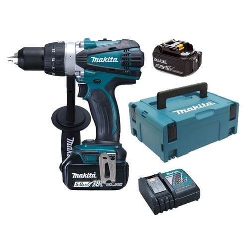 Perceuse Visseuse 18v + 2 Batteries 5ah + Chargeur + Coffret Makpac - Makita - Ddf458rtj