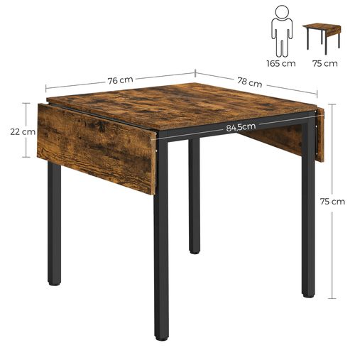 Table De Salle À Manger Pliable, extensible, avec Abattants,  Marron Rustique