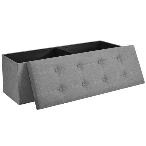 Banc De Rangement Pliable, Bout De Lit, 110 X 38 X 38 Cm, Tissu Façon Lin, Charge 300 Kg, Gris Clair