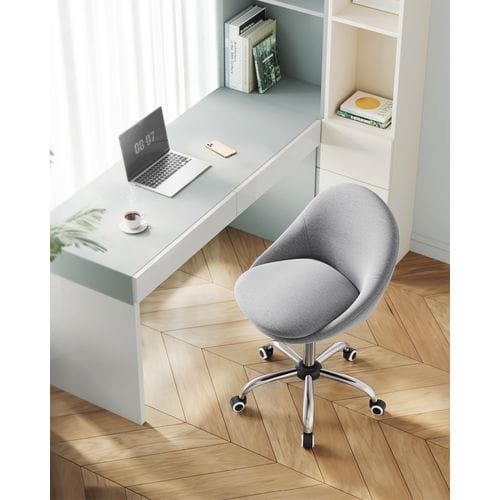 Chaise De Bureau, Fauteuil Pivotant, Siège Confort, Rembourrage En Mousse, Gris