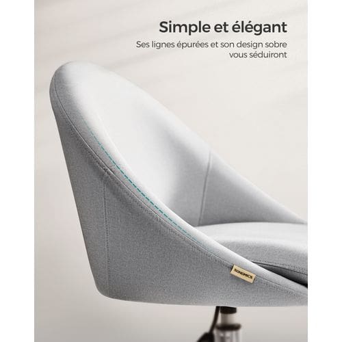 Chaise De Bureau, Fauteuil Pivotant, Siège Confort, Rembourrage En Mousse, Gris