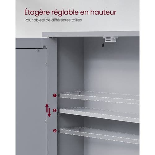 Armoire Murale, 2 Portes-miroir Et Compartiment Ouvert, 13 X 56,5 X 58,5 Cm, Gris Tourterelle