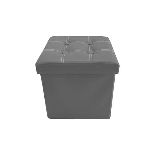 Pouf Boite De Rangement Carre Synthetique Gris Design 30x30x30