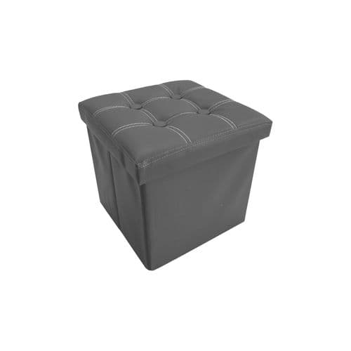 Pouf Boite De Rangement Carre Synthetique Gris Design 30x30x30