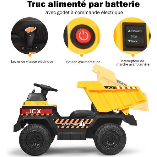 Voiture Electrique Camion Benne À Batterie 12v Pour Enfants Vitesse Max : 5 Km/h, Télécommande