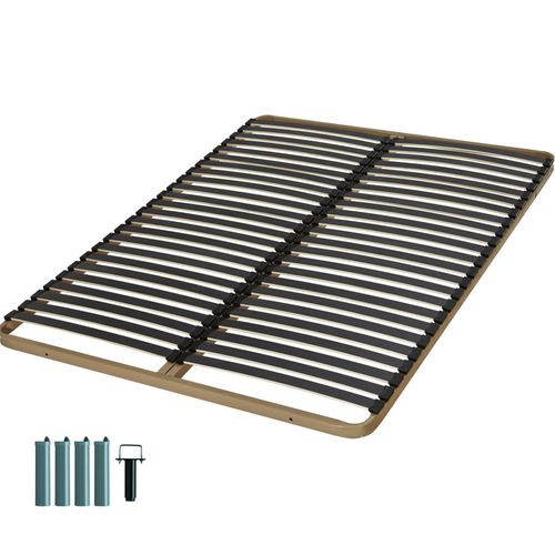 Sommier à Lattes + Pieds 120x200 C224 - 48 Lattes Bois - Fabrication Française