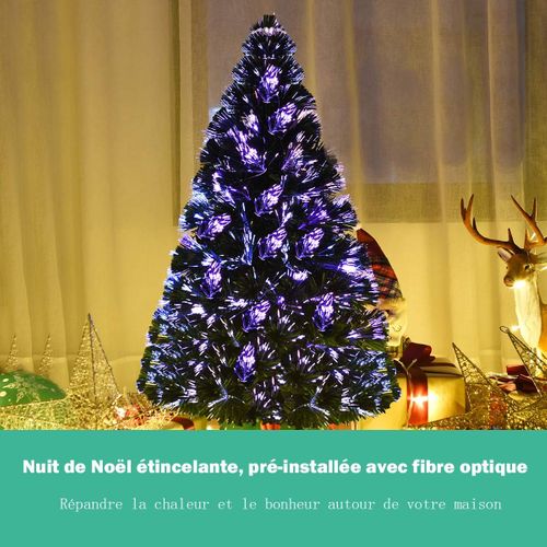 Sapin De Noël Artificiel Lumières LED 90 Cm Arbre De Noël Avec Pied En Plastique Matériau Pvc