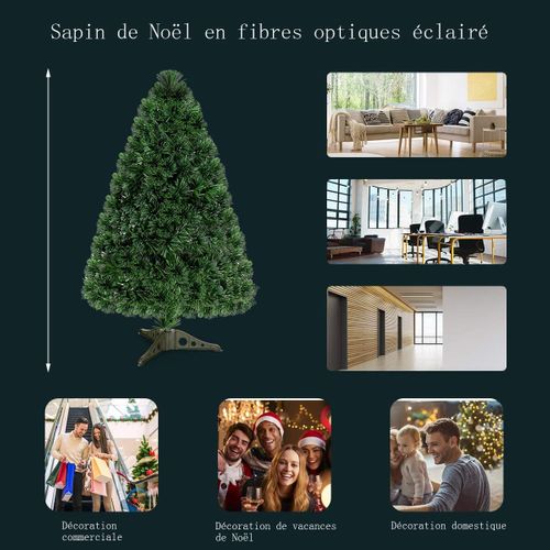 Sapin De Noël Artificiel Lumières LED 90 Cm Arbre De Noël Avec Pied En Plastique Matériau Pvc