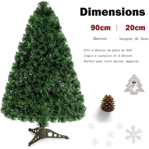 Sapin De Noël Artificiel Lumières LED 90 Cm Arbre De Noël Avec Pied En Plastique Matériau Pvc