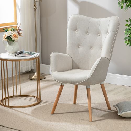 Fauteuil Scandinave Avec Un Revêtement En Tissu Accoudoirs Rembourés Et Des Pieds En Bois Massif