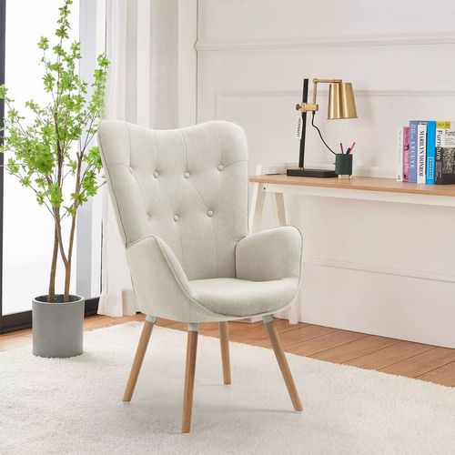 Fauteuil Scandinave Avec Un Revêtement En Tissu Accoudoirs Rembourés Et Des Pieds En Bois Massif