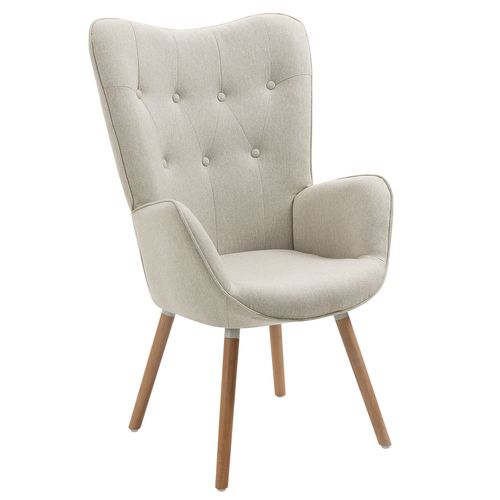 Fauteuil Scandinave Avec Un Revêtement En Tissu Accoudoirs Rembourés Et Des Pieds En Bois Massif