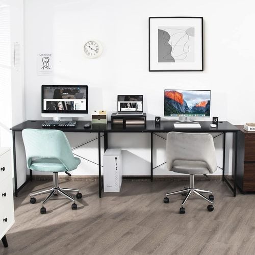 Bureau D'angle En L Réversible Avec Support De Moniteur -assemblage Facile-150 X 150 X 74 Cm Noir