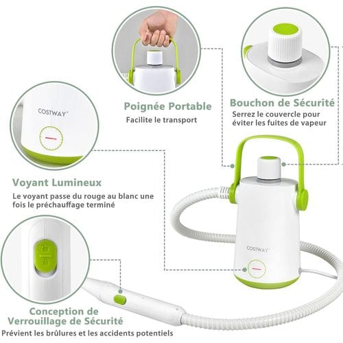 Nettoyeur à Vapeur à Main Portable 1000w Avec Réservoir D'eau De 300 Ml (blanc + Vert)