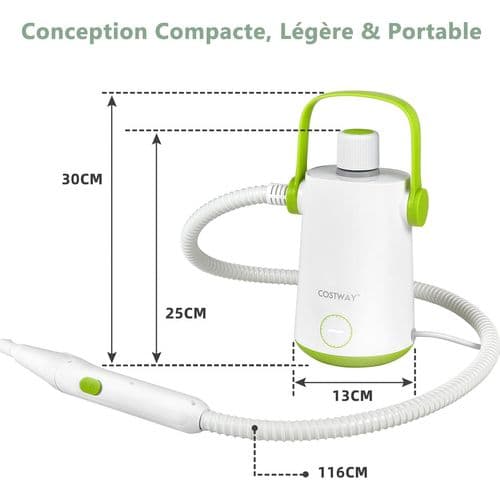 Nettoyeur à Vapeur à Main Portable 1000w Avec Réservoir D'eau De 300 Ml (blanc + Vert)