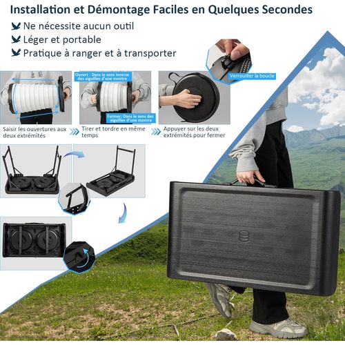 Ensemble De Table Et Tabourets Pliants Extérieur Chaque Chaise Charge 200 Kg, Table De Camping