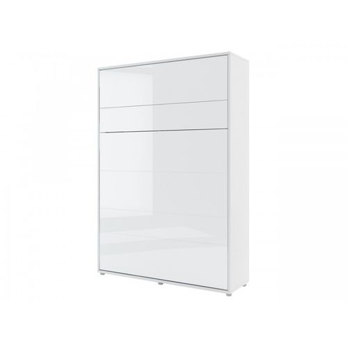 Armoire Lit Escamotable +2 Placards Tiroir Vertical 140x200 Blanc Brillant Tiroir Lit Mural"consus"