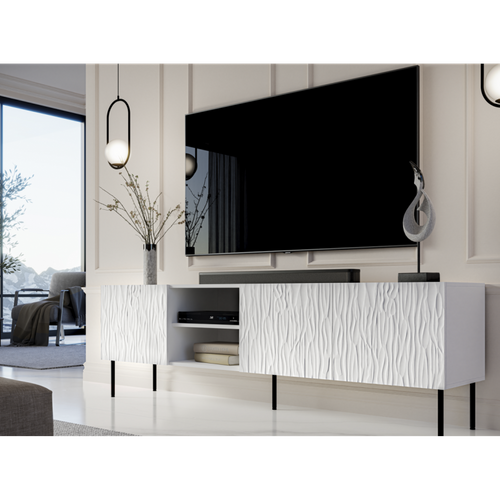 Meuble TV 190x60x41 Cm Meuble Hi-fi Luxueux Sideboeard Sur Pied Blanc Mat Younge