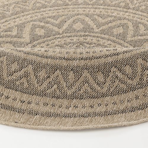 Tapis Rond Extérieur/intérieur Aspect Jute Beige/noir Ø 160