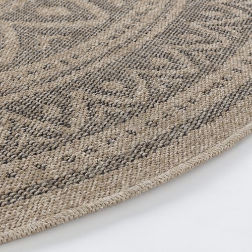 Tapis Rond Extérieur/intérieur Aspect Jute Beige/noir Ø 160