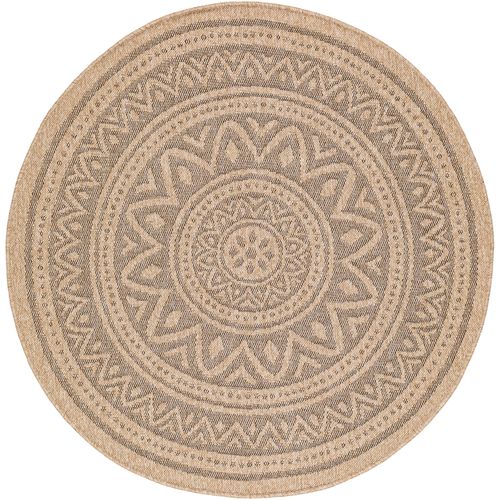 Tapis Rond Extérieur/intérieur Aspect Jute Beige/noir Ø 160