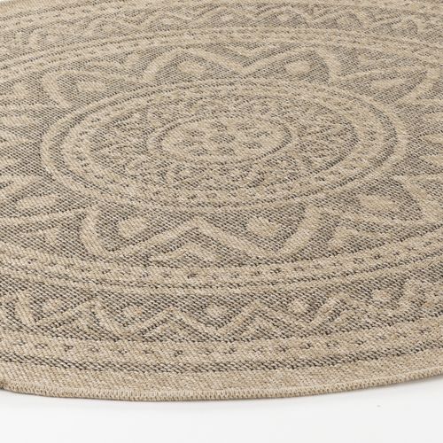 Tapis Rond Extérieur/intérieur Aspect Jute Beige/noir Ø 160