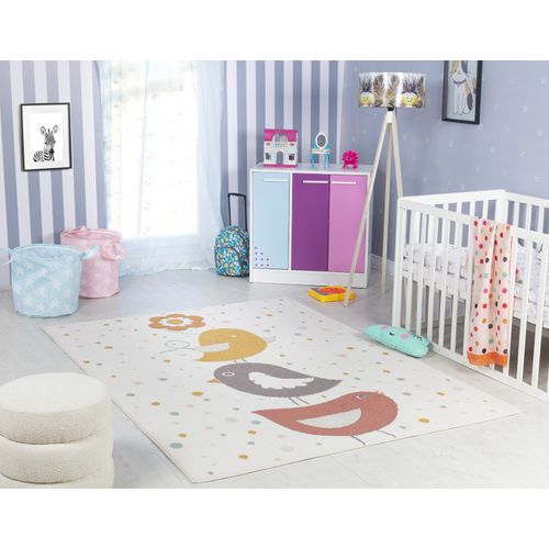 Tapis Enfant Oiseaux Jaune/bleu/marron 120x170