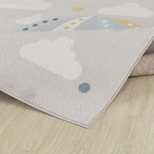 Tapis Enfant Montgolfière Nuages Multicolore/gris 160x213