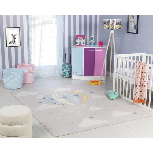 Tapis Enfant Montgolfière Nuages Multicolore/gris 160x213