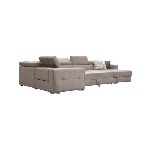 Canapé d'angle U convertible relax droit QUARTZ tissu beige