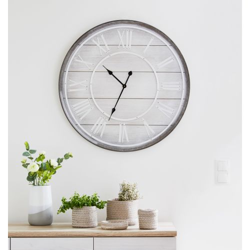 Horloge D.80 cm COTTAGE Naturel / blanc