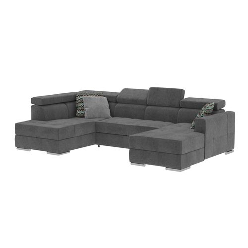 Canapé d'angle U convertible QUARTZ U tissu bolton 19 gris f/gris c