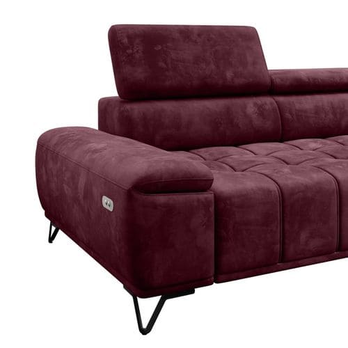 Canapé d'angle droit relax PALLADIO tissu Monolith bordeaux