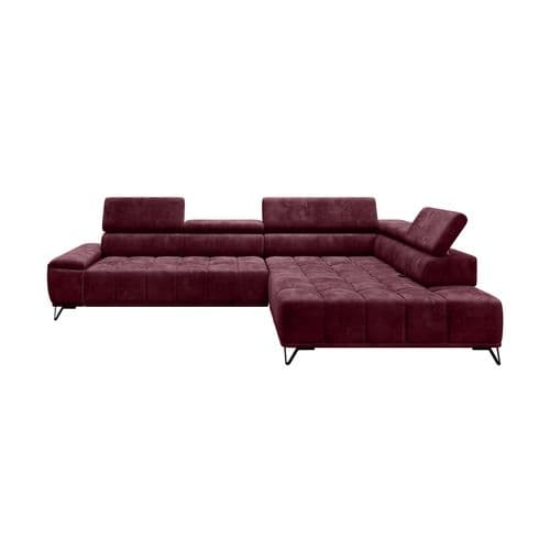 Canapé d'angle droit relax PALLADIO tissu Monolith bordeaux