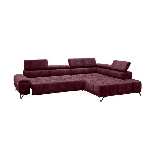 Canapé d'angle droit relax PALLADIO tissu Monolith bordeaux