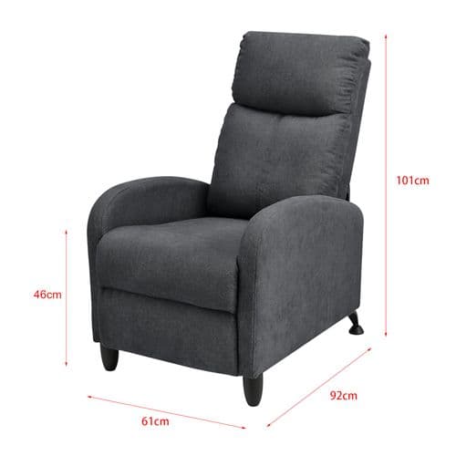 Fauteuil Relaxant Avec Dossier Inclinable Et Repose Pieds Housse Textile 102 Cm Gris Foncé