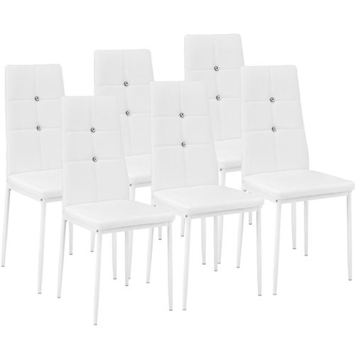 Lot De 6 Chaises Siège De Salon Cuisine Salle à Manger Design Élégant Avec Brillant Blanc 08_000016