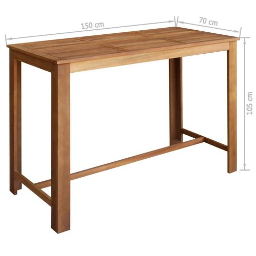 Table Haute Mange Debout Bar Bistrot Bois D'acacia Solide 150 Cm 0902064