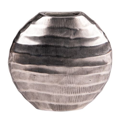 Vase Ovale Vague En Fonte Argent 20 Cm