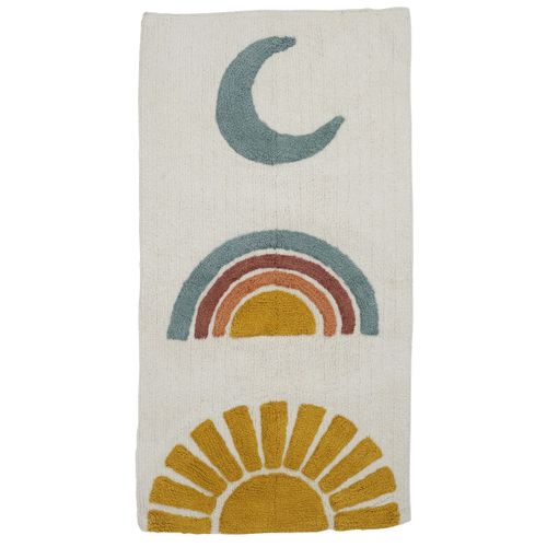 Sunny - Tapis De Bain Enfant En Coton Fantaisie Écru 60x120cm