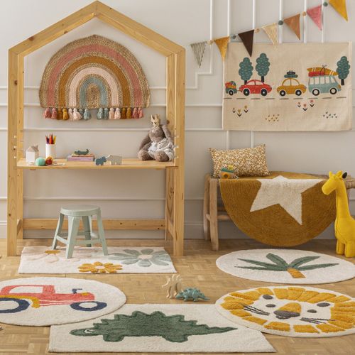 Stella - Tapis Enfant En Coton Tufté Blanc Et Multico 60x90cm