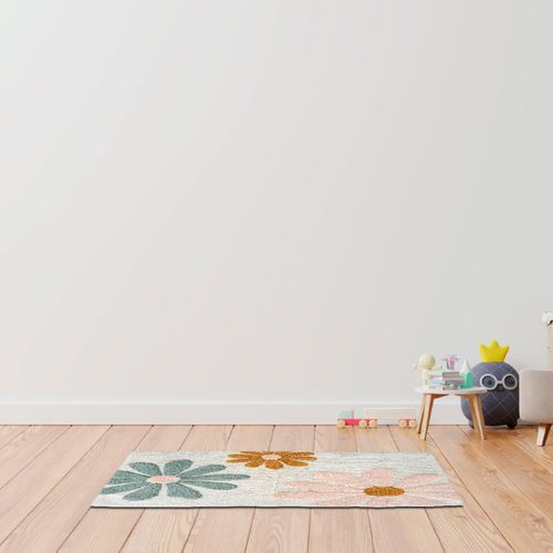 Stella - Tapis Enfant En Coton Tufté Blanc Et Multico 60x90cm