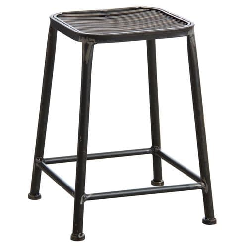 Tabouret Carré En Métal Gris Gris